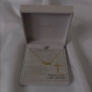 Isabella M Gold Necklace with Sterling Silver Cross Pendant